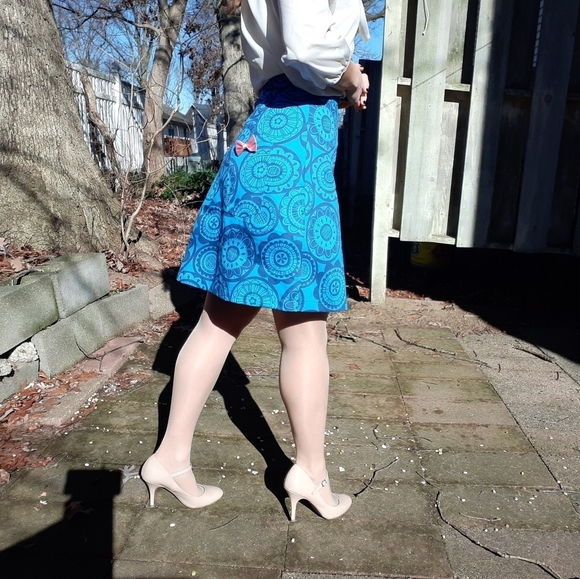 Blue Buttoned Skirt - Picture 1 of 13